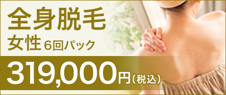 全身脱毛 女性6回セット319,000円（税込）